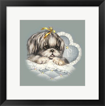 Framed Blue Puppy Box Top Print