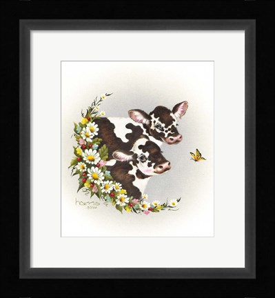 Framed Brown Cows Print