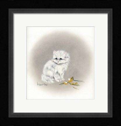 Framed White Kitty (Ornament) Print