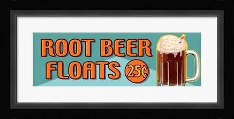 Framed Root Beer Floats 25 Cents Oblong Print