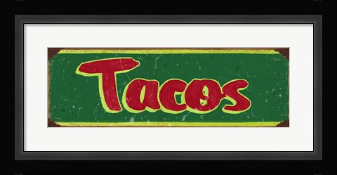 Framed Tacos Dk Green Print