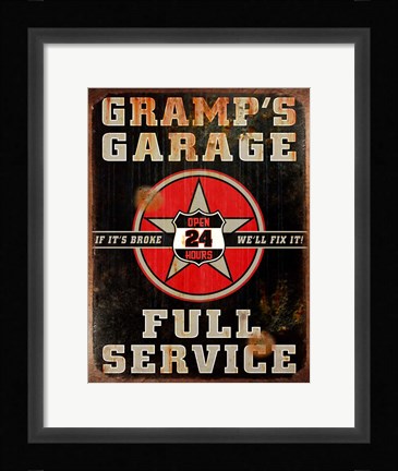 Framed Gramps Garage Rusted Vertical Print