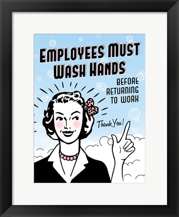 Framed Employees Wash Hands Print