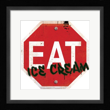 Framed Eat Stop Ice Cream Print