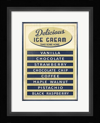 Framed Ice Cream Board -Navy Cream Print