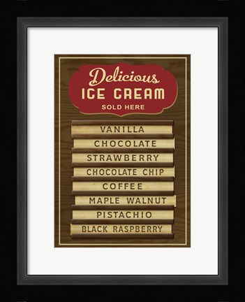 Framed Ice Cream Board -Wood Print