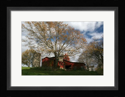 Framed Early Spring Tree Barn Print
