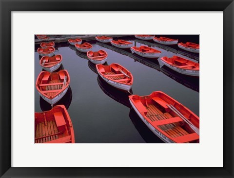 Framed City Island Red Row Boats Print