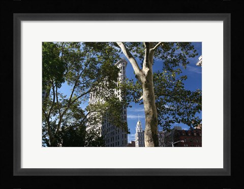 Framed Flatiron Building With Trees Print