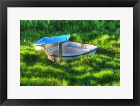 Framed Dinghies At Low Tide Print