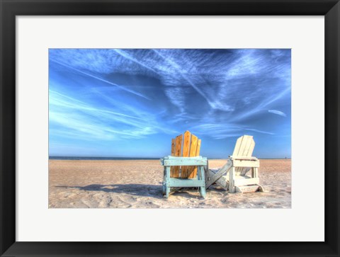 Framed Two Chairs On The Beach Print