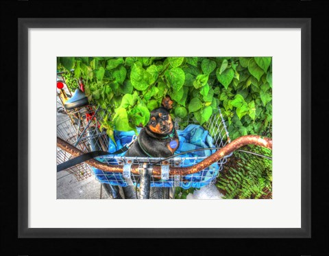 Framed Dog In Basket Print