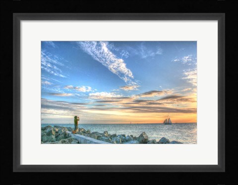 Framed Key West Lone Figure Sunset Print