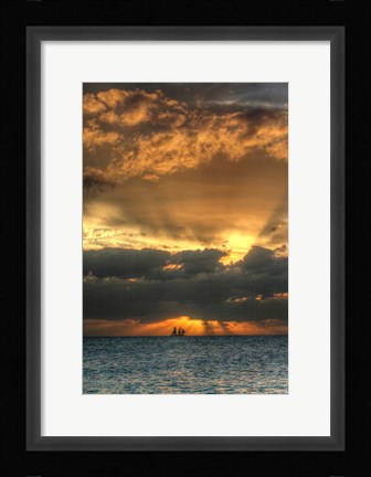 Framed Key West Vertical with Schooner Print