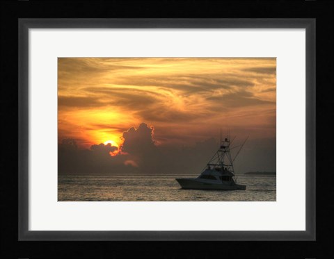 Framed Key West Sport Fisher Sunset Print