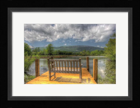 Framed Mountain Dock and Bench II Print