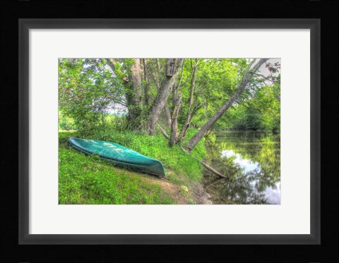 Framed Streamside Green Canoe Print