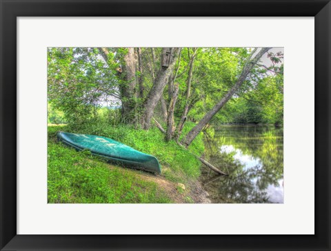 Framed Streamside Green Canoe Print