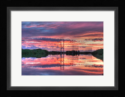 Framed Powerline Sunrise Print