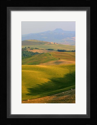 Framed Tuscan Vertical Distant Hill Castle Print