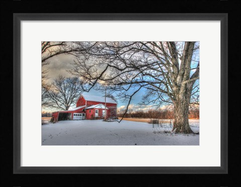 Framed Winter Barn Print