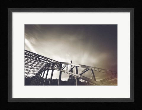 Framed Glimpse of the Eiffel BW Print