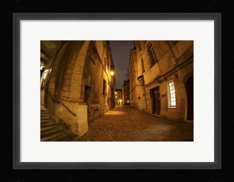 Framed Quite Street at Night Print