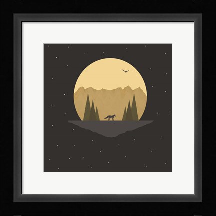 Framed Fox Under the Stars Print
