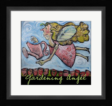 Framed Gardening Angel Poster Print