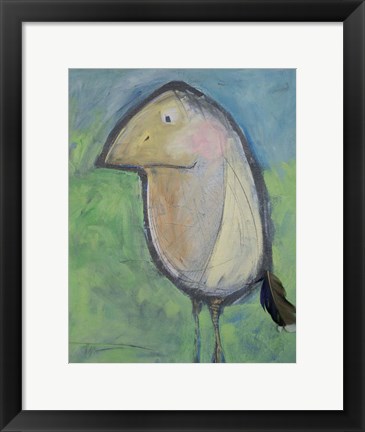 Framed Bird With Found Feather 2 Print