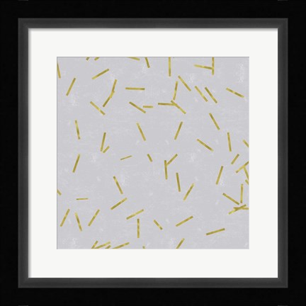 Framed Grey Linen Golden Matchstick Confetti Print