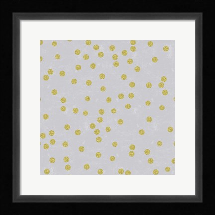 Framed Grey Linen Golden Round Confetti Print