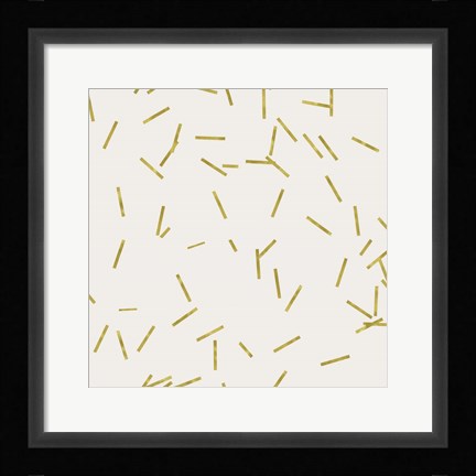 Framed Light Cream Golden Matchstick Confetti Print