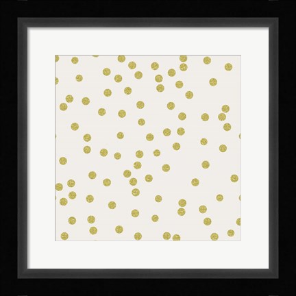 Framed Light Cream Golden Round Confetti Print