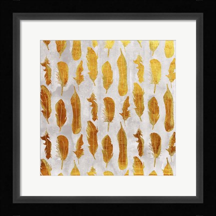 Framed Gold Ombre Watercolor Feathers Print