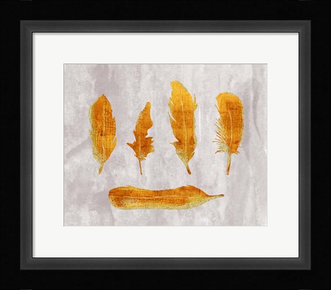 Framed Gold Ombre Feathers II Print