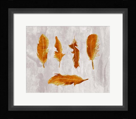 Framed Gold Ombre Feathers III Print