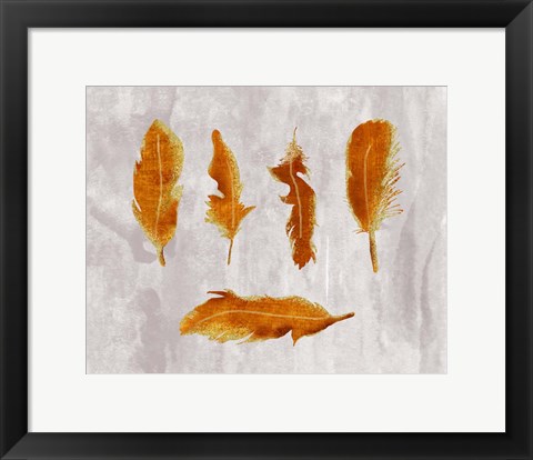 Framed Gold Ombre Feathers III Print