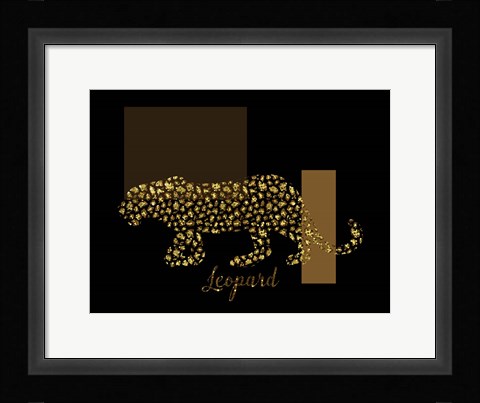 Framed 2 Golden Leopard Print