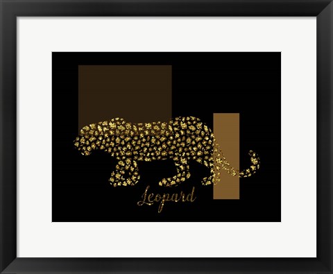 Framed 2 Golden Leopard Print