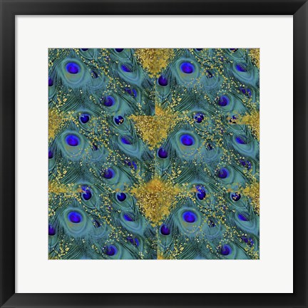 Framed Gold Speckled Peacock Pattern Print