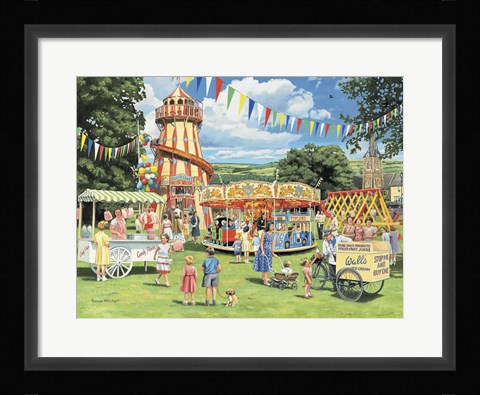 Framed Funfair On The Green Print