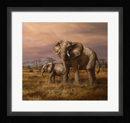 Framed Mother and Child (Elephants) Print