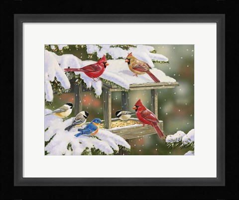Framed Feasting at the Feeder Print