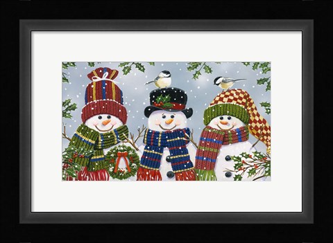 Framed Snowman Trio Print