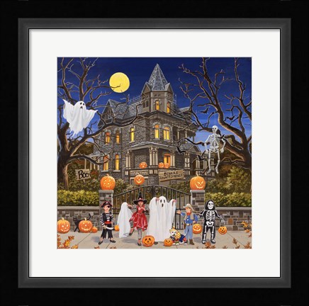 Framed Beware - Haunted House Print