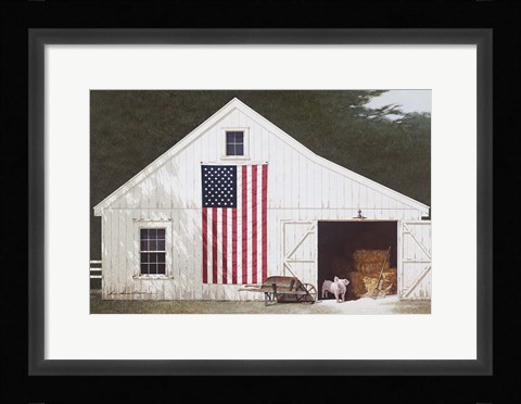 Framed Barn With Piglet Print