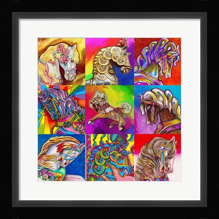 Framed Carousel Ponies Print