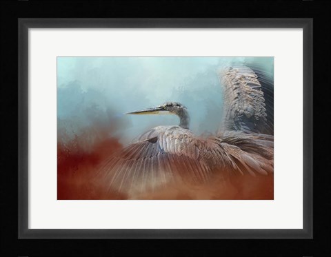 Framed Emerging Heron Print