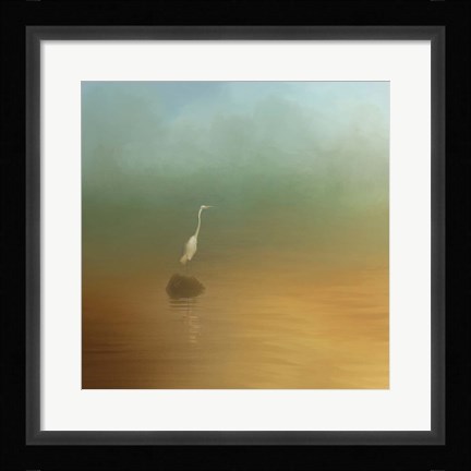 Framed Egret at Sea Print